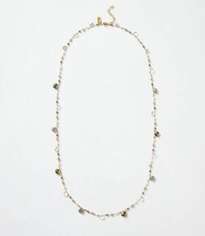 NEW NATIVE GEM women's long beaded gemstone necklace in metallic